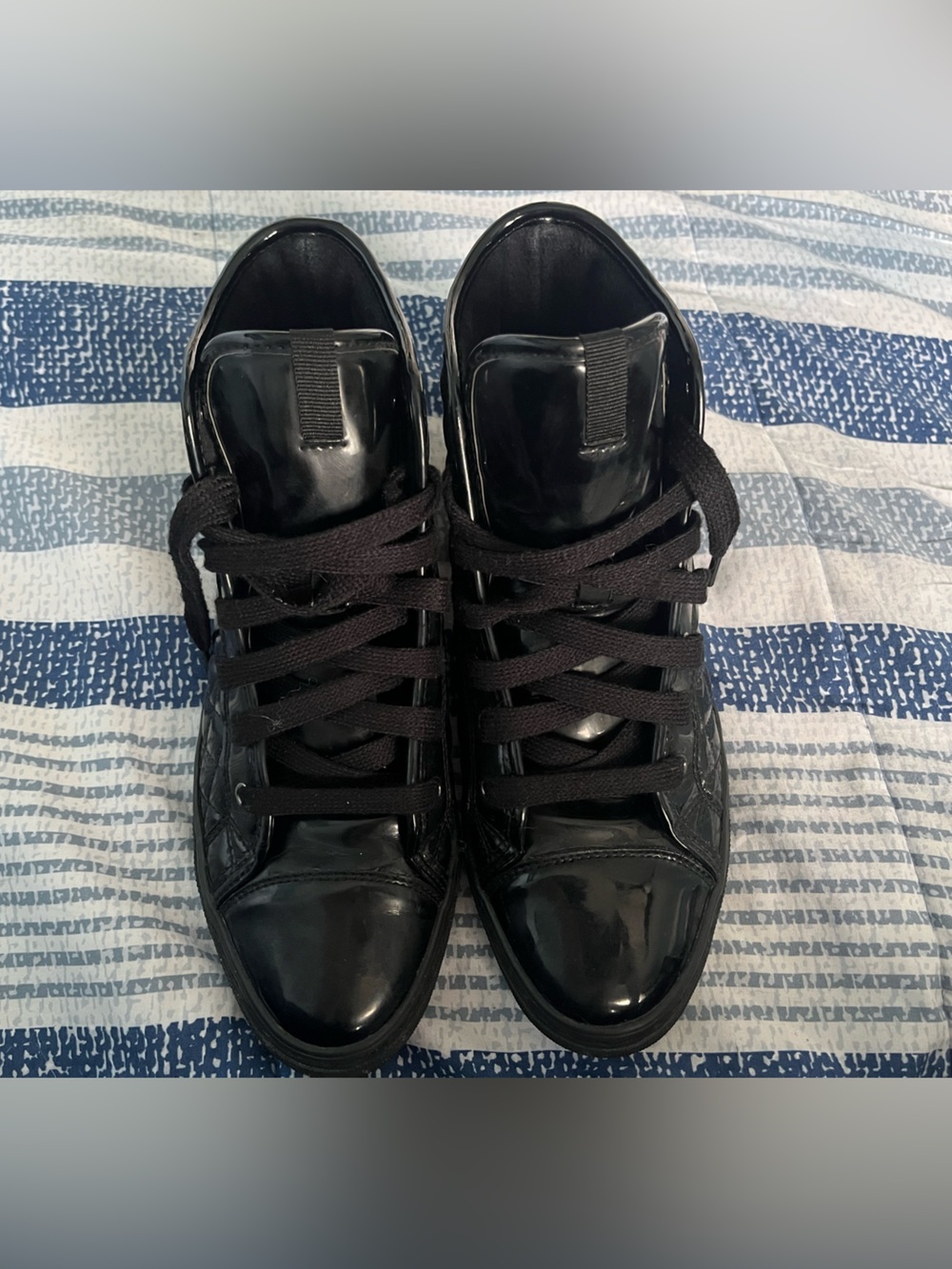 Geox Women’s Black Patent Lace-Up Sneakers